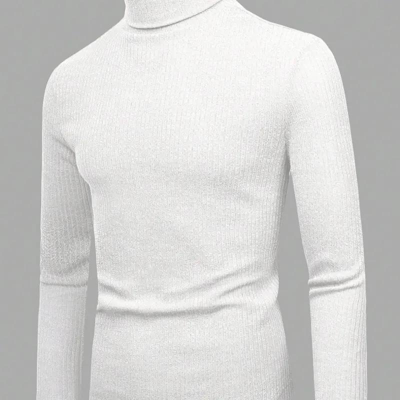 Men's High Neck Pullover Sweater, Solid Color Knitwear, Casual & Formal Wear, Comfortable Fit, Long Sleeve Top, Comfy Knit, Casual Fitted Pullover