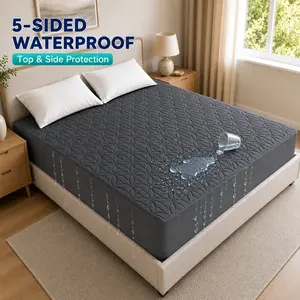 Waterproof Mattress Topper Protector, 5-Sided Waterproof Quilted Mattress Cover with Premium TPU, Stretchable Fitted Skirt, Deep Pocket, Extra Protection for Home, Hotel, Apartment & Dorm Use, Summer Garden cozy