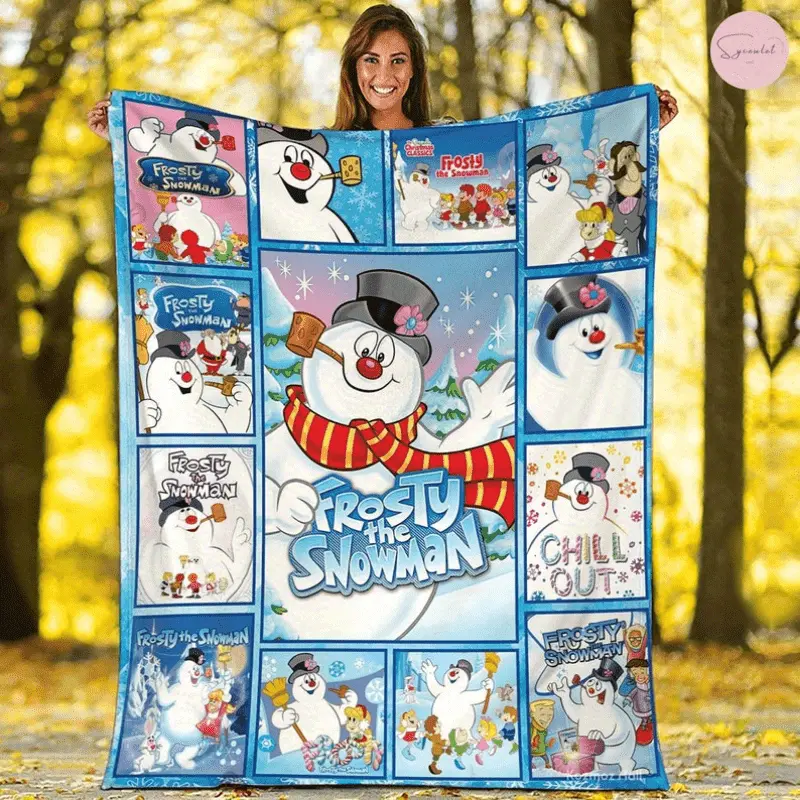 300GSM Ultra-Soft Snowman Christmas Blanket - Frosted snowman design, perfect for sofas, beds, travel, or gifts - Ideal for Christmas, Thanksgiving, and Valentine's Day - Cozy holiday decor, durable flannel fabric, machine washable and pill-resistant