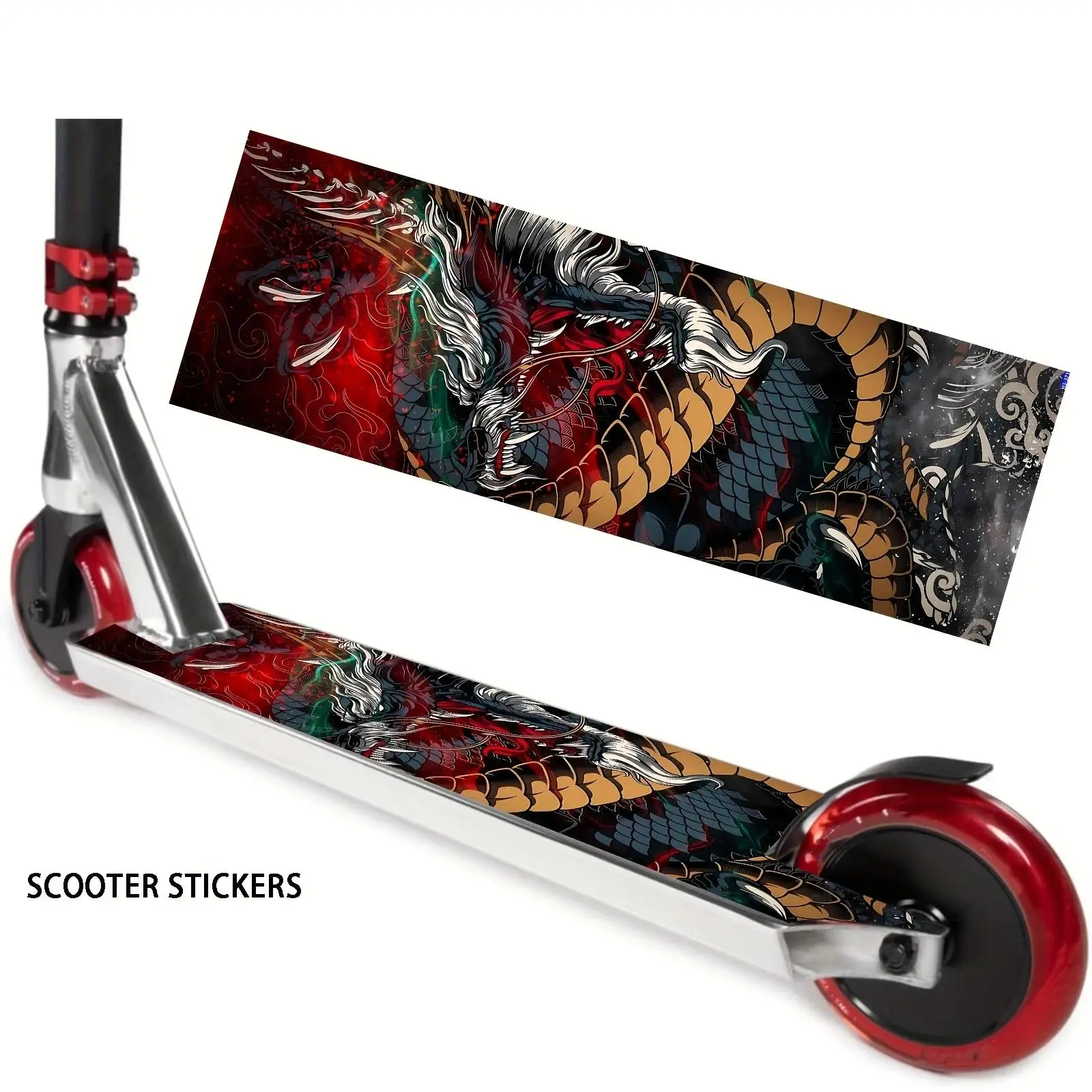 1 Tide Cool Wind Shenlong Scooter Sticker, Cool Creative Body Sticker, Scooter Body Decoration Sticker PVC Sticker Easy