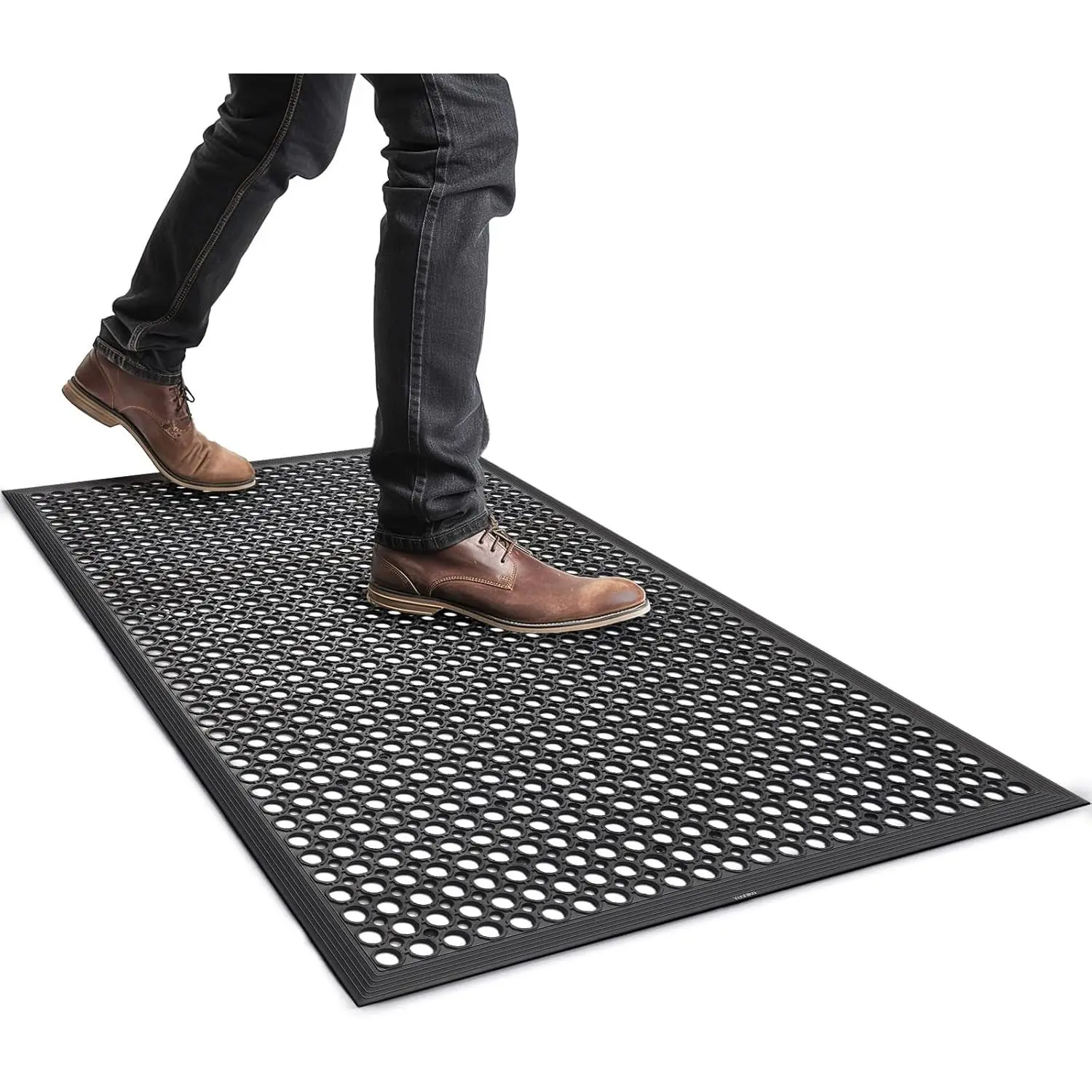 Outdoor Rubber Mat for Floor Anti- Non Slip Commercial Restaurant Floor Mats 36" x 60"  Heavy Duty Rubber Kitchen Drainage Mat Black Bar Floor Mat