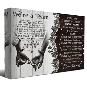 We're A Team Couple Poster for Him, Her, Husband Wife Christmas Birthday Anniversary Couple Lover Custom Name Poster Canvas Print Wall Art Home Decor Picture for Bedroom Living Room