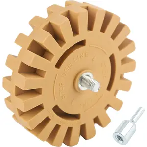 Rubber Eraser Wheel,Decal Remover Eraser Wheel - 4 inch Slotted Edge Rubber Pad with Drill Adapter - Adhesive Remover Tool, Pinstripe, Sticker, Vinyl  Kit for , RVs,  and More