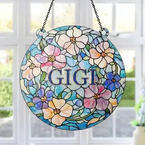 Floral Gigi Acrylic Suncatcher, Grandma Floral Window Hanging Decor, Mimi, Nana, Gigi, Mama Stained Acrylic Style Suncatcher, Mothers Day Gift