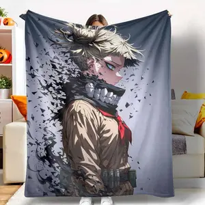 Hero Himiko Toga Anime Flannel Blanket Sharp Teeth Graphic Print Super Soft Cozy Warm Hypoallergenic Durable Perfect for Living Room Bedroom Gifts Home Decor Camping Outdoor Adventures Travel Companion.