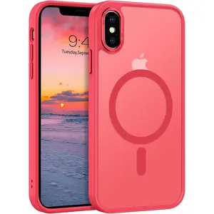 for  X Case,  Xs Phone Case Compatible with Magsafe   Translucent Matte  Slim Shockproof Anti-Scratch Anti-Yellow Protective   X/XS Case, Red