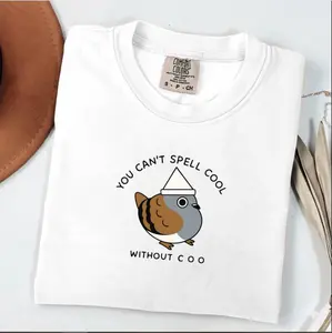 Can’t Spell Cool Without Coo Tee, Pigeon Shirt, Funny Bird Lover T-Shirt, Comfort Colors 1717, Urban Birdwatcher Tee