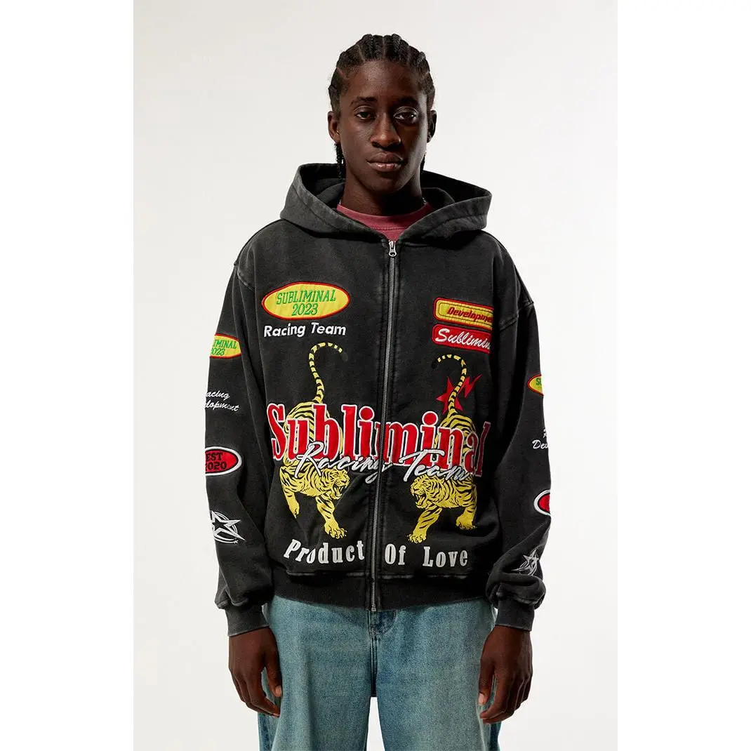 Pacsun Men's Subliminal Racing Full Zip Hoodie Pacsun Men's Subliminal Racing Full Zip Hoodie