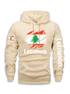 1PCS Hoodie with Multiple Lebanon Prints, Men's Printed Hoodie, Autumn and Winter Casual Regular Fit Long-Sleeved Hoodie, Fashionable Daily Wear Clothing