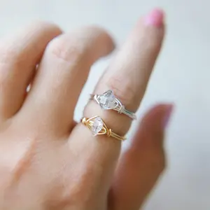 Herkimer Diamond Wire Wrapped Ring