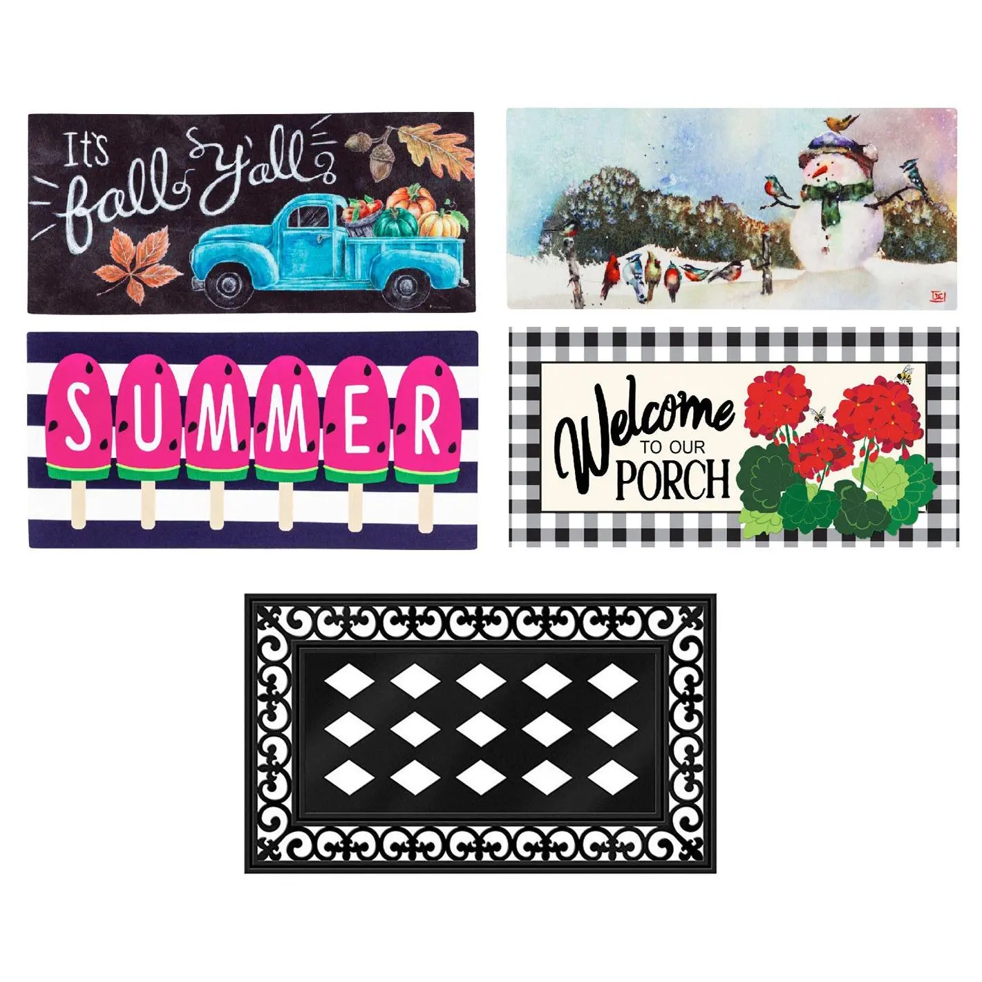Evergreen Holidays & Seasons Set of 4 SassafrasMats & 1 Tray