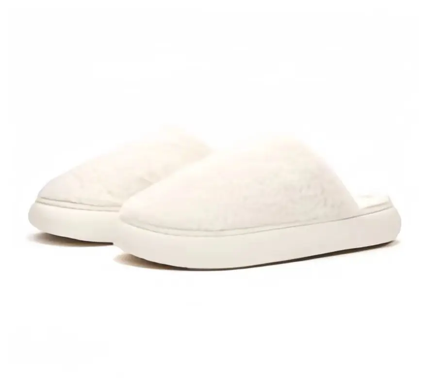 Weestep Women's White Creme Slip-on Memory Foam Terry Slide Slippers S M L 6-10 Girl Shoe