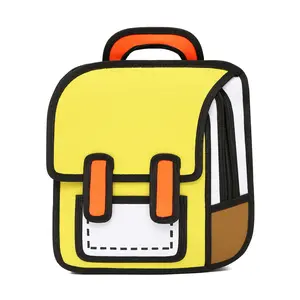 Kawaii Backpack Cute Cartoon 3D Jump Style 2D Drawing from Comic Paper Anime Bookbag School Supplies Fun Daypack