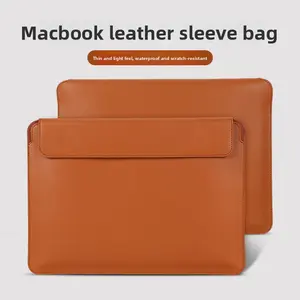 Premium PU Leather MacBook Sleeve Bag with Magnetic Stand for 13"/14"/15"/16" MacBook Pro/Air M1/M2/M3, Huawei MateBook, Dell XPS & Tablet, Waterproof, Scratch-Resistant, Ultra-Thin Shockproof Protective Laptop Case with Stand Function