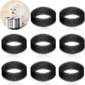 8 count  Pet Water Fountain Filters Replacement Round Filter  for Pet  Drink Water Sponge Filter Replacement for 2. 5 L/84 oz 2. 2 L/ 74 oz Stainless Steel  Fountain