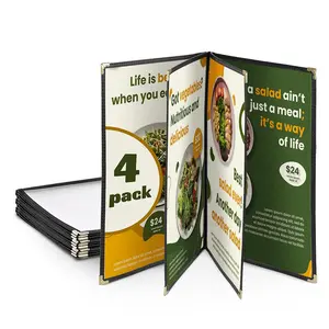 Yescom 4 Pack Menu Cover 8.5x11" 4 Page 8 View Restaurant Hotel Cafe Fold Book