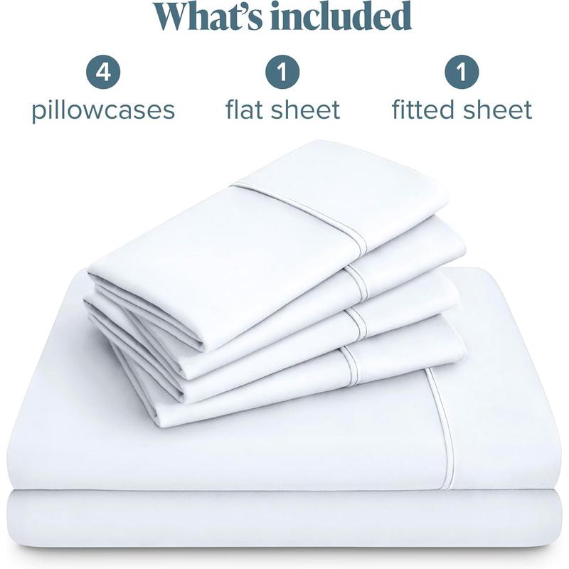 Hotel Luxury Queen Sheet Set, Extra Soft - 6 Piece Set - Deep Pockets - - Cooling & Breathable - Wrinkle, Fade, Stain Resistant - Includes 4 Pillowcases (Queen, White)