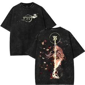 Expedition 33 Shirt | Washed Cotton Tee | Fantasy Sword Art Print | Smooth Graphic Menswear Top | Classic Casual Streetwear