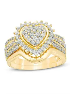 Fashion Heart Shaped Rhinestone Decorated Ring, Engagement Ring for Women, Trendy All-match & Exquisite Jewelry for Birthday Gift, Fashion Heart Rings, Heart Design Ring