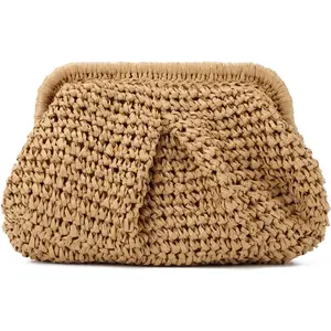 Straw Clutch Purses for Women Woven Dumpling Bag Summer Beach Clutch Wicker Crossbody Purses