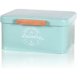 Dryer Sheet Holder Dispenser Container with Hinged Lid, Metal Modern Laundry Dryer Sheet Dispenser for Laundry Room Decor, Fabric Softener Dispenser,Green