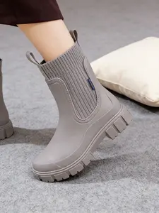 New Valentine's Day Gift Fashionable Outdoor Women's Rain Boots Thick soled Rain Boots Mid tube Boots Anti slip Simple Women's Shoes, Waterproof Footwear, Satisfying Various Styles of Daily Wearing, Casual Outdoor Boot
