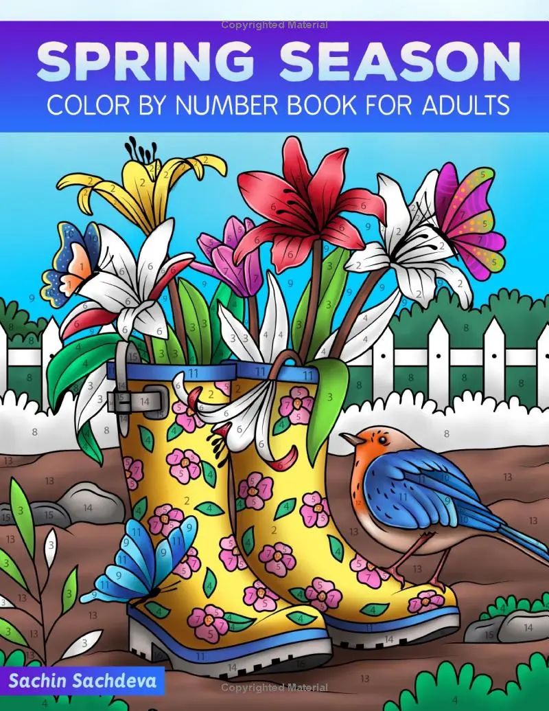 Spring Season: Color By Number Book for Adults Relaxation and Stress Relief (Color by Number Coloring Book for Adults)