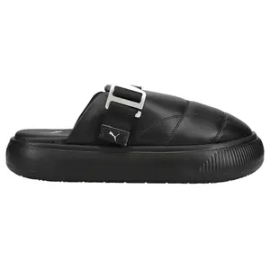 PUMA Womens Suede Mayu Quilted Leather Mules Sneakers Shoes Casual - Black