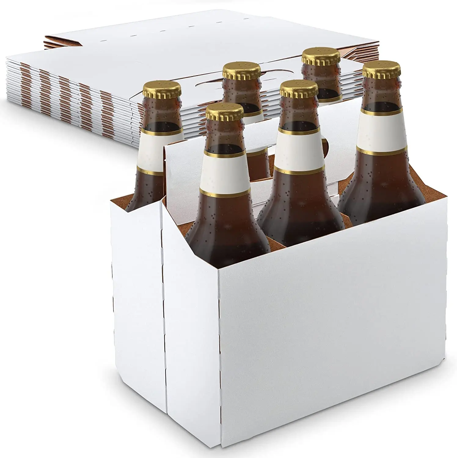 MT Products Foldable Rectangular 12 oz Cardboard Bottle Holder, Drink Carrier with Handle