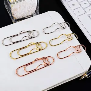 Random Color Metal Fixed Pen Clip, 6/12/24 Counts Cute Pen Buckle, Paper Clip with Pen Buckle, Journal Diary Accessories, Stationery Accessories, Multifunctional Pen Clip, Paperclip, Stationery Office Supplies. Cultural and creative products