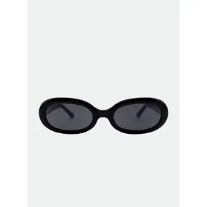 OTRA Cleo Black Oval Sunglasses with Smoke Nylon Lenses & 100% UV Protection Vegan Pouch