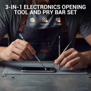 3-in-1 Electronics Opening Tool & Pry Bar Set - Versatile Dual-Ended Design, Durable Chromium-Vanadium Steel, Secure Non-Slip Grip, Smooth Edges, Wide Compatibility for Phones Tablets Laptops