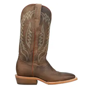 RW Ranch Mens Goat Embroidered Wide Square Toe  Casual Boots Mid Calf - Brown