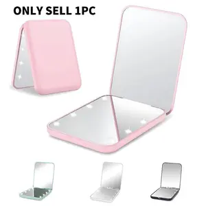 Portable LED Light Makeup Mirror, Cosmetic Mirror, Foldable Mini LED Makeup Mirror, Lighted Pocket Size Mirror for Women & Girls, Handheld Wallet Mirror, Compact, LED Travel Mirror