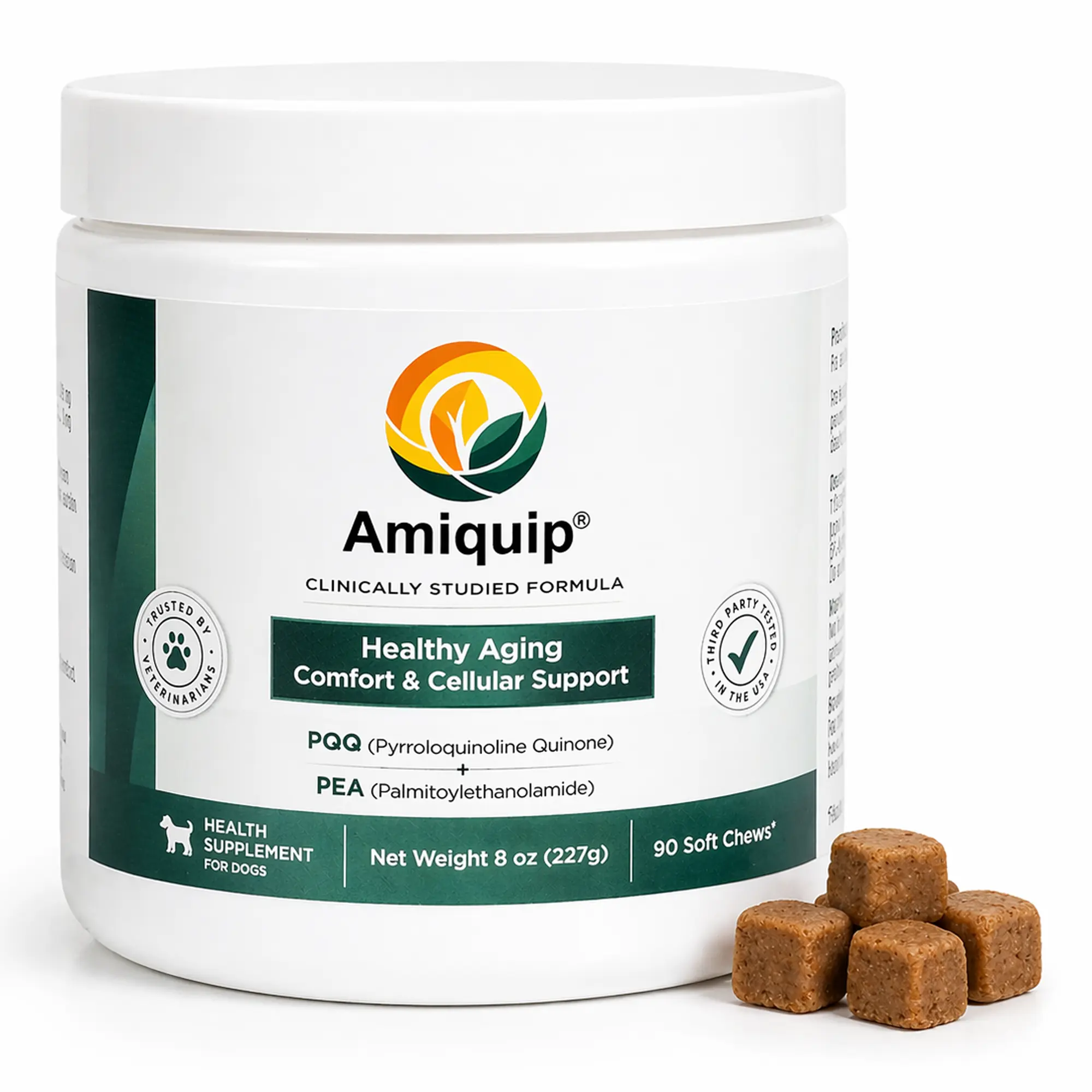 Amiquip Healthy Aging & Longevity Support for Dogs - Comfort & Energy Soft Chews - 90-Day Supply