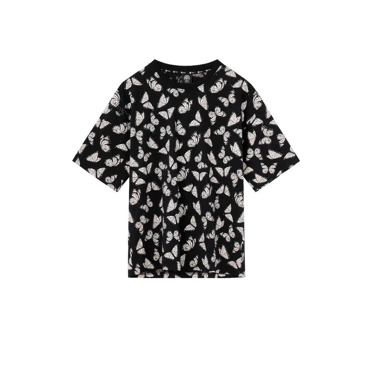 TCH - Black short sleeved full print hot stamping design Unisex