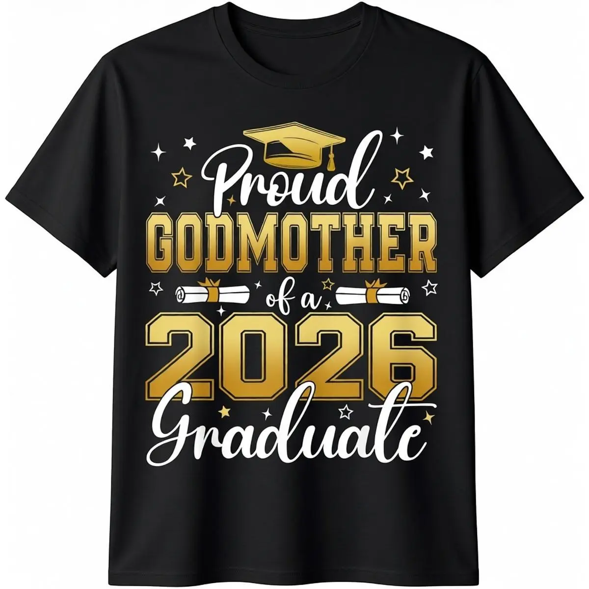 100% Cotton Proud Godmother of a Class of 2026 Graduate Senior T-Shirt