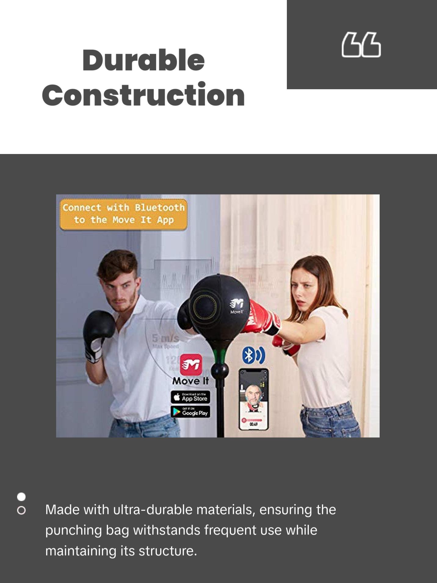 Strikeline Smart Punching Bag – Freestanding Reflex Boxing Ball with Bluetooth Sensor & Adjustable Height (52.7–68")