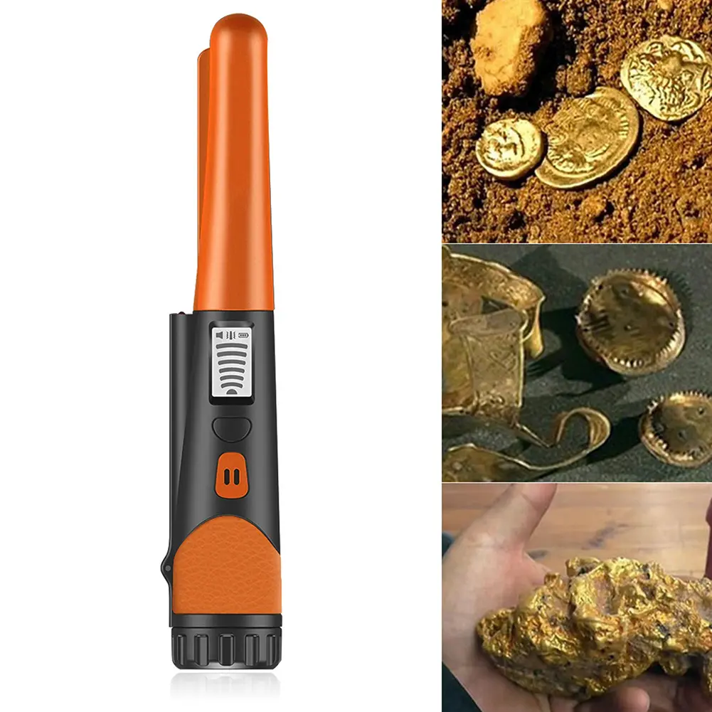 Portable Compact Handheld Metal Detector - Highly Sensitive, LCD Display, 360° Scanning, Orange Precision Model for Home Use with Detection Capability