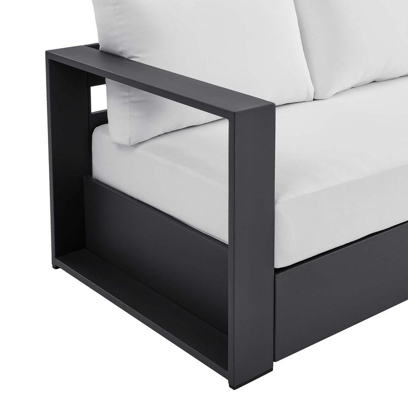 Modway Tahoe Outdoor Patio Powder-Coated Aluminum Sofa in Gray White