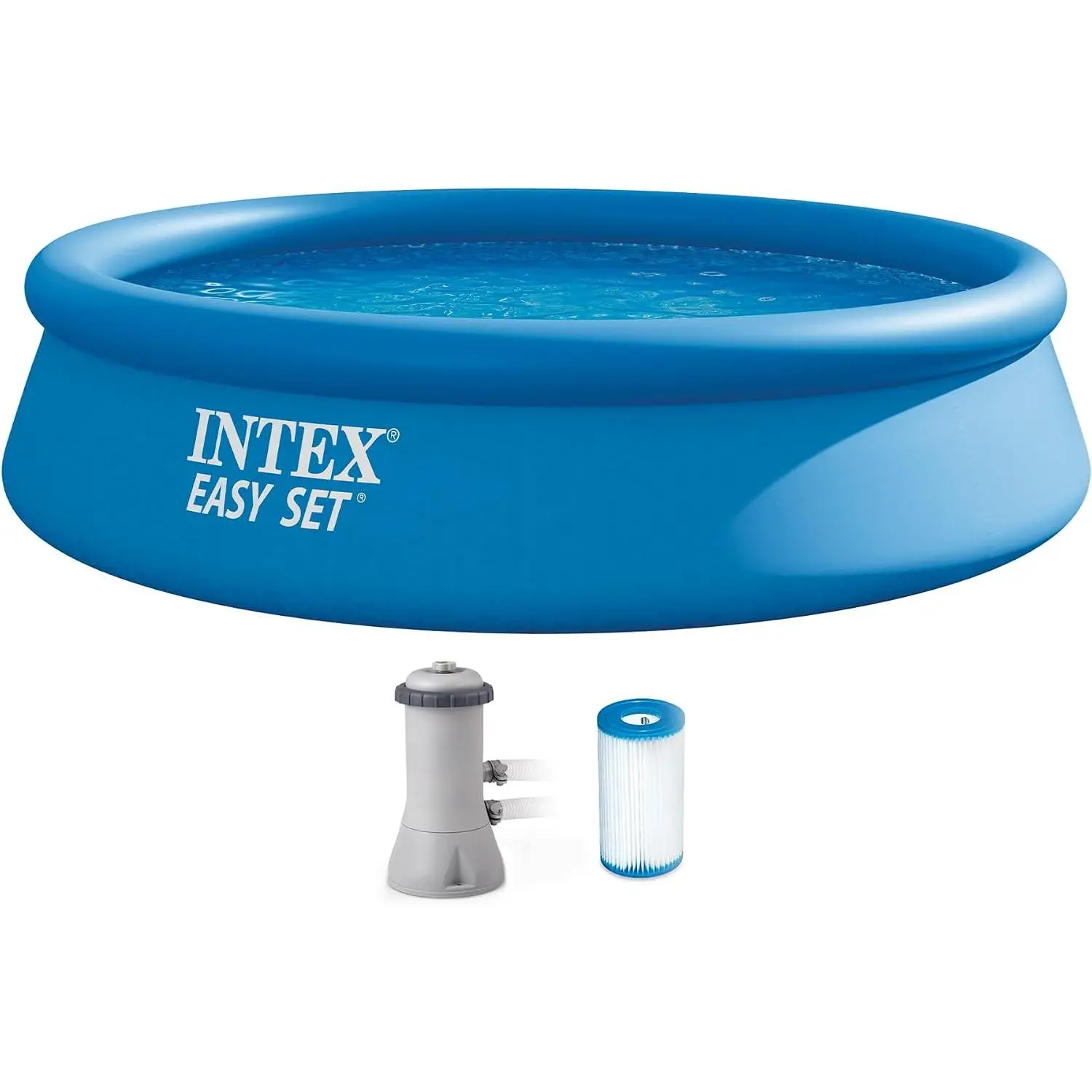INTEX Easy Set 12 ft x 30in Above Ground Pool Set, Round Inflatable Swimming Pool with 530 GPH Cartridge Filter Pump and Type A Cartridge