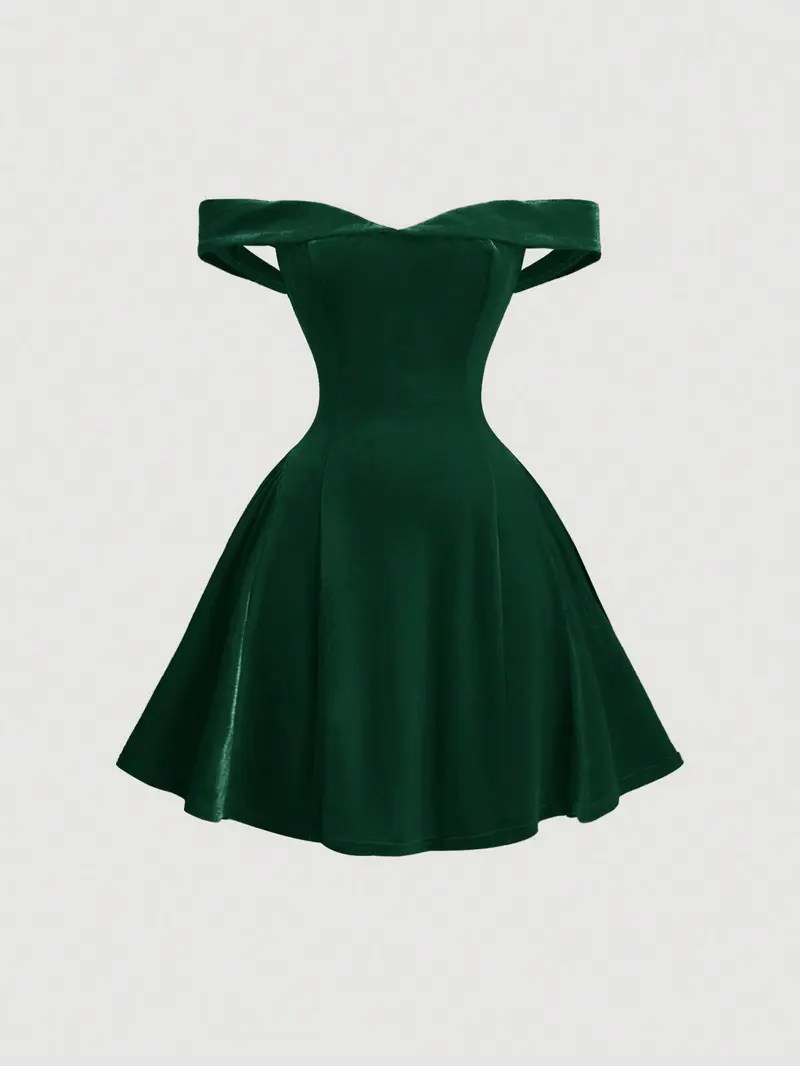 green emerald velvet dress Short V Neck Dark Green Prom Dresses, Short V Neck Dark Green Formal  Homecoming Dresses main image 0