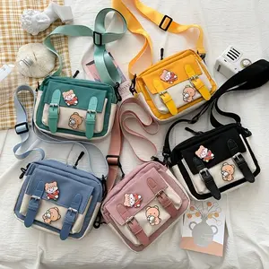 1pc Durable Nylon Shoulder Bag with Adjustable Strap and Cartoon Character Patch - Lightweight, Zippered Casual Messenger Bag in Multiple Colors for Travel & Daily Commute, Travel Bag university  bag