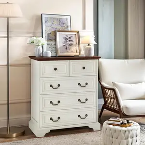 42" Farmhouse Makeup Dressing Table with Sliding Mirror and Light with 2 Drawers and Shelves, Country Style Bedroom Large Dressing Table Set with Stool, Dressing Table and Chair with Charging Station,Vanity Nightstand Combo, Wood Dresser Cabinet