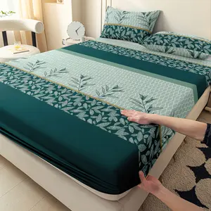 3-Piece Floral Pattern Bed Sheet Set, All-Season Mattress Protector, Fashionable Classic Soft Comfortable Breathable Bedroom and Guest Room Decoration, Includes 1 Fitted Sheet + 2 Pillowcases, Coreless