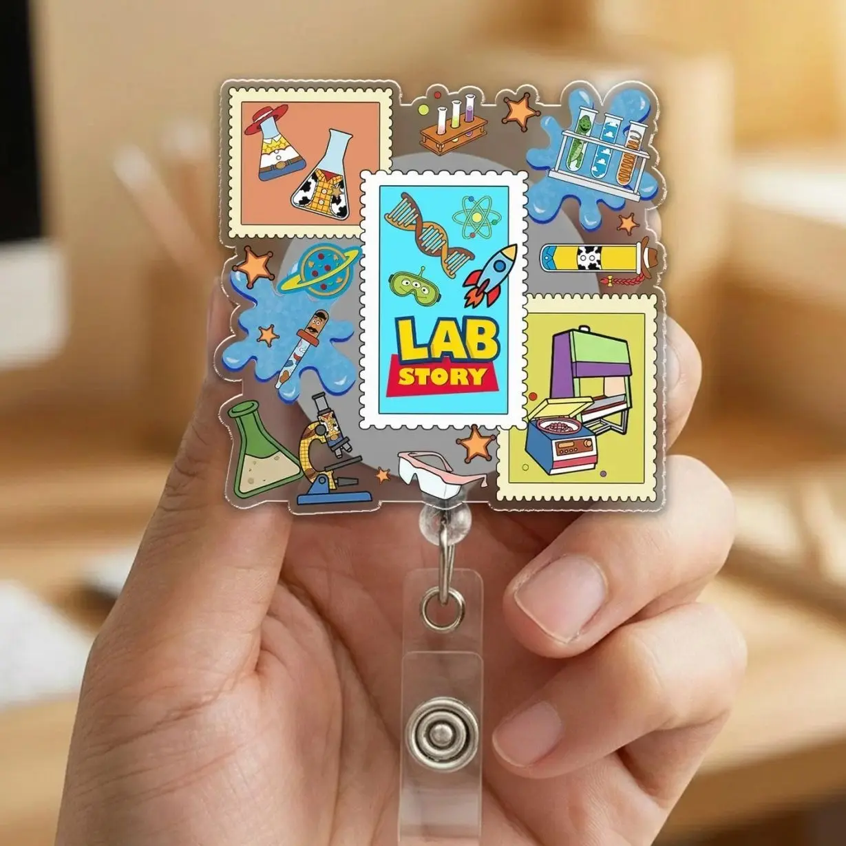 Lab Story Lab Week 2026 Badge Reel, Retractable ID Holder Clip for Lab Tech, Medical Laboratory Professional Appreciation Gift L7Z