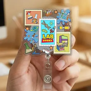 Lab Story Lab Week 2026 Badge Reel, Retractable ID Holder Clip for Lab Tech, Medical Laboratory Professional Appreciation Gift L7Z