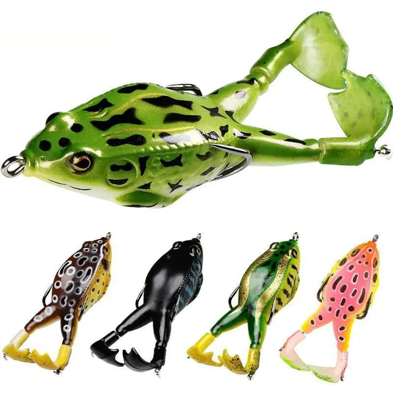 5pcs Topwater Frog Lure Kit for Bass and Trout Fishing, Realistic Artificial Fishing Lure Soft Swimbait with Weedless Hooks for Freshwater and Saltwater, Fishing Gear Set Fishing Lures, Fishing Supplies