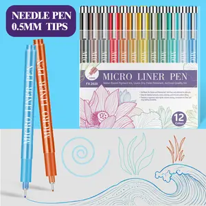 12 Colors Needle Tube Pen, Fine Point 0.5mm, Colorful Stylo Gel Pens Set, Ballpoint Liner Marker Highlighter, Smooth Writing, Office Use