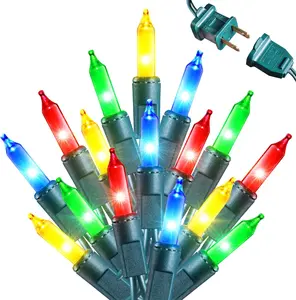 Christmas Lights -2 Pack Total 43FT 200 Count Conectable Waterproof String Lights Brighter Detachable Plug-in Lights Indoor & Outdoor for Christmas Decoration(Mulitcolor)